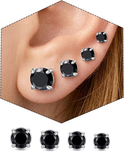 Men's Magnetic Stud Earrings - Non Piercing Stainless Steel Hypoallergenic, Minimalist Round, Silver/Black/Gold Hypoallergenic Fake Earrings for Women in Saudi Arabia