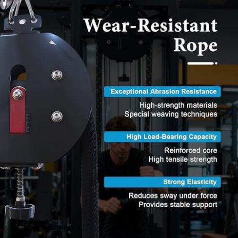Pulley Rope Puller, Adjustable 5-30kg Resistance, Endless Rope System for Home Gym, Strength and Endurance Training, Cable Machine in Saudi Arabia