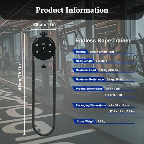 Pulley Rope Puller, Adjustable 5-30kg Resistance, Endless Rope System for Home Gym, Strength and Endurance Training, Cable Machine in Saudi Arabia