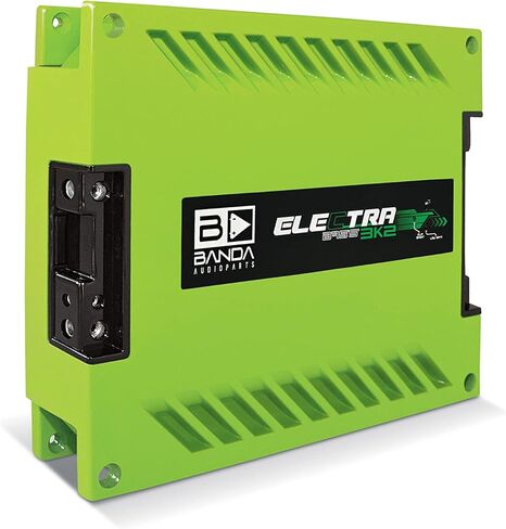 إلكترا 1-تش. مضخم صوت السيارة - 3000WRMS فئة D مضخم صوت أحادي عالي الطاقة مع مرشحات تمرير منخفضة ودون سرعة الصوت ثابتة @ 2 أوم، مؤشرات LED، تخصص الصوت، أخضر - BANDA 3K2OHMGREEN in Kuwait