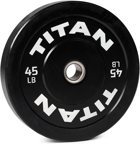 Titan Fitness 45 LB Single Economy Series Black Olympic Bumper Plate, Durable Rubber Exterior with Steel Core, Weightlifting and Strength Training Weight Plate in Saudi Arabia