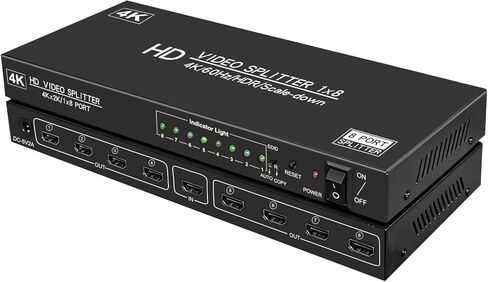 4K@60Hz 1x2 HDMI Splitter 1 in 2 Out ، RGB 4: 4: 4 ، 18 gbps ، 2 Port Ported HDMI 2.0 splitters للشاشات المزدوجة ، ودعم الازدواجية/مرآة/نسخ شاشات (لا تمتد) لسيارات Xbox ، PS5/HDTV in Kuwait