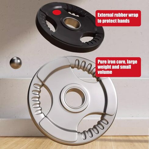 ألواح قبضة مطاطية أولمبية للحديد، ألواح وزن 2 بوصة لرفع الأثقال وتدريبات القوة في المنزل وصالة الألعاب الرياضية، فردية، زوجية ومجموعات (10/25 / 35/45 رطل) in Kuwait