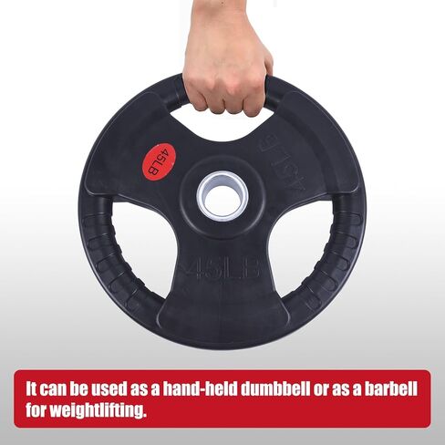 ألواح قبضة مطاطية أولمبية للحديد، ألواح وزن 2 بوصة لرفع الأثقال وتدريبات القوة في المنزل وصالة الألعاب الرياضية، فردية، زوجية ومجموعات (10/25 / 35/45 رطل) in Kuwait