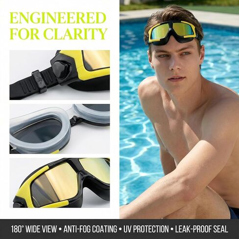 1pcs high-Definition Anti Fog Diving mask with Yellow Edge Design for Comfortable Wearing in Saudi Arabia
