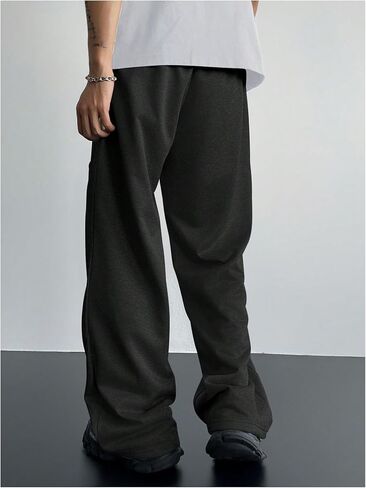 OYOANGLE Men's Wide Leg Sweatpants Drawstring Waist Loose Athletic Running Workout Open Bottom Pants in Saudi Arabia
