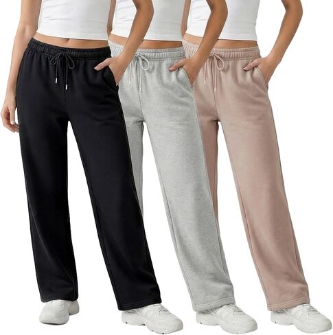 3 Pack Sweatpants Women, Straight Leg Womens Sweatpants, Workout - Yoga Pants (Available in Plus) in Kuwait