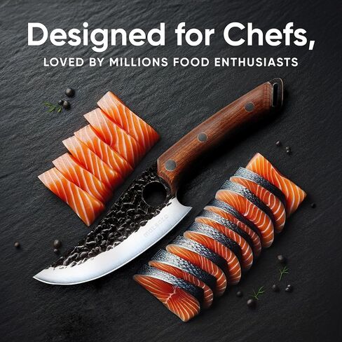 سكين ماتساتو للطهاة مع غمد جلدي فاخر - سكين مطبخ ياباني من الفولاذ للمنزل والطهي، مجموعة هدايا عيد الميلاد للرجال والنساء، هدية مطبخ للطهاة in Kuwait