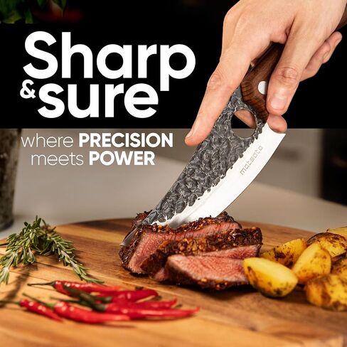 سكين ماتساتو للطهاة مع غمد جلدي فاخر - سكين مطبخ ياباني من الفولاذ للمنزل والطهي، مجموعة هدايا عيد الميلاد للرجال والنساء، هدية مطبخ للطهاة in Kuwait