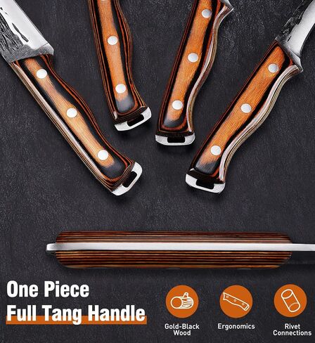 Naitesen 4PCS Hand Forged Butcher Knife and Kitchen Knife 2 in 1 Set, Heavy Duty Meat Cleaver Serbian Chef Knife Breaking Knife Boning Knife for Meat Cutting BBQ Gifts for Men Women in Saudi Arabia