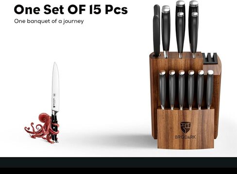 Kitchen Knife Set - Full Tang 15 Pcs Professional Chef Knife Set with Sharpener, Razor - sharp Knives Set for Kitchen, German Stainless Steel - Knife Block Set, Gift Box for Men Women in Saudi Arabia