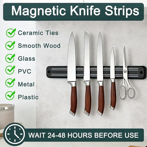 شرائط سكين مغناطيسية (طول 13 بوصة)، حامل سكاكين مغناطيسي للجدار/الثلاجة، شريط سكاكين مغناطيسي مع وظائف متعددة الأغراض كحامل سكاكين، شريط سكين، منظم أدوات مغناطيسي in Kuwait