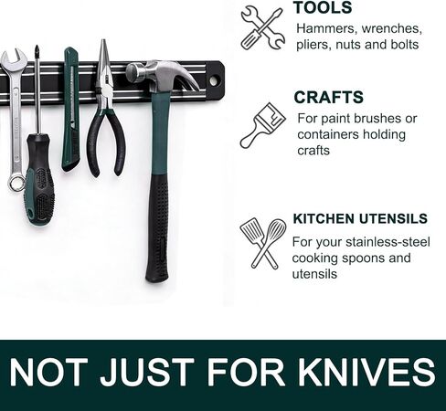 شرائط سكين مغناطيسية (طول 13 بوصة)، حامل سكاكين مغناطيسي للجدار/الثلاجة، شريط سكاكين مغناطيسي مع وظائف متعددة الأغراض كحامل سكاكين، شريط سكين، منظم أدوات مغناطيسي in Kuwait