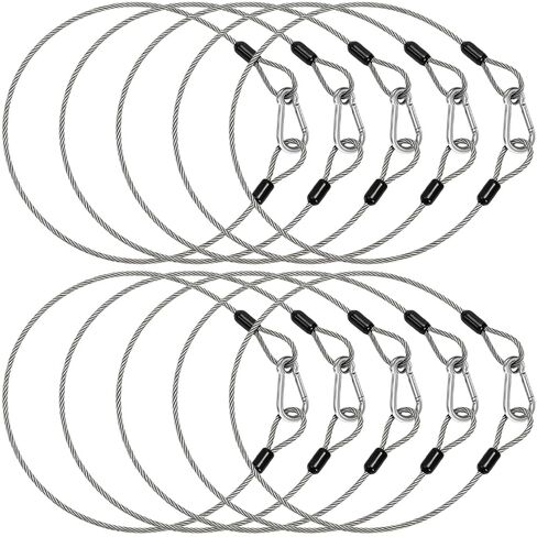 Okllen 10 Pack 2Ft Stage Light Safety Cables for Stage DJ Party Lights, 1/8" Thickened Stainless Steel Security Wire Ropes with Carabiner Lock & Loops, 150LB Load Capacity in Saudi Arabia