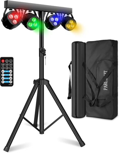 أضواء المسرح مع حامل 120 وات، حزمة أضواء DJ احترافية، RGBW LED 4-Par Gigbar مع DMX ونظام إضاءة المسرح المنشط بالصوت لفرقة DJs وحفلات الزفاف والكنيسة والحفلات الموسيقية، حامل ثلاثي القوائم بطول 7 أقدام in Saudi Arabia