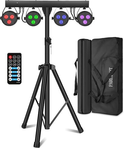 أضواء المسرح مع حامل 120 وات، حزمة أضواء DJ احترافية، RGBW LED 4-Par Gigbar مع DMX ونظام إضاءة المسرح المنشط بالصوت لفرقة DJs وحفلات الزفاف والكنيسة والحفلات الموسيقية، حامل ثلاثي القوائم بطول 7 أقدام in Saudi Arabia