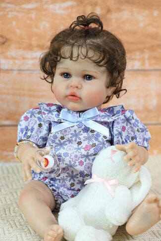 SCOM Reallife Reborn Baby Dolls Girl with Accessories - 20 Inchs Ultra Realistic Silicone Vinyl Doll, Lifelike Soft Weighted Cloth Body, 3-12 Years for Girls Boys, Reallife Toddler Educational Toy in Saudi Arabia