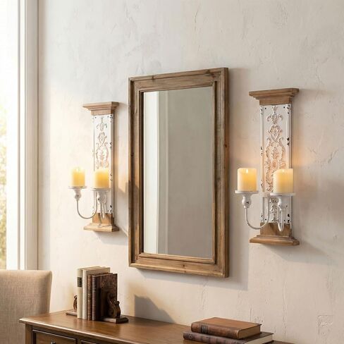 AIM & GGKK Large Wall Candle Sconce Holder,Set of 2 Wall Mounted Candle Holder for Home,Living Room, Dining Room,Rustic Farmhouse Boho Decorations in Kuwait