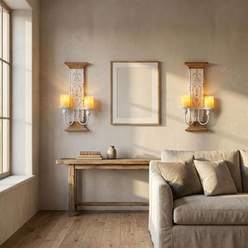 AIM & GGKK Large Wall Candle Sconce Holder,Set of 2 Wall Mounted Candle Holder for Home,Living Room, Dining Room,Rustic Farmhouse Boho Decorations in Kuwait