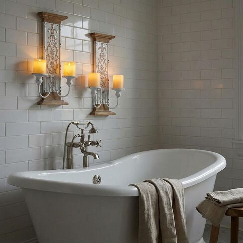 AIM & GGKK Large Wall Candle Sconce Holder,Set of 2 Wall Mounted Candle Holder for Home,Living Room, Dining Room,Rustic Farmhouse Boho Decorations in Kuwait