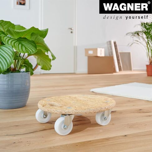 Wagner OSB Round Transport Aid – OSB Plate/Coarse Chipboard 18 mm, Diameter 38 x 11 cm, Ergonomic Carry Handle, Swivel Castors 75 mm, Load Capacity 250 kg – 20117101 in Saudi Arabia