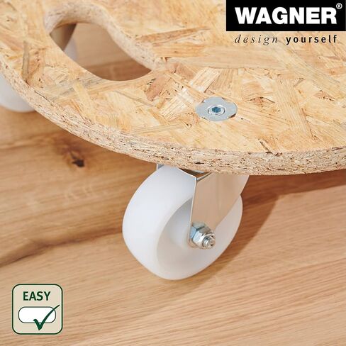 Wagner OSB Round Transport Aid – OSB Plate/Coarse Chipboard 18 mm, Diameter 38 x 11 cm, Ergonomic Carry Handle, Swivel Castors 75 mm, Load Capacity 250 kg – 20117101 in Saudi Arabia