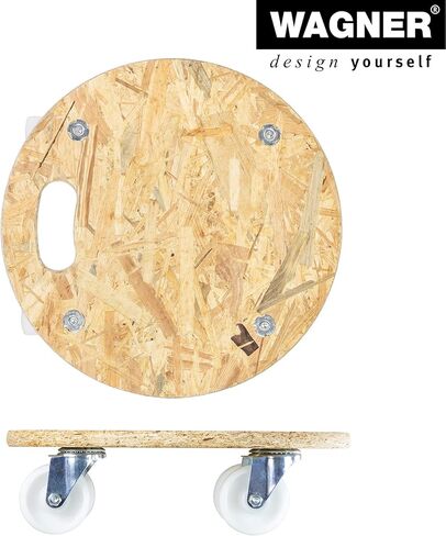 Wagner OSB Round Transport Aid – OSB Plate/Coarse Chipboard 18 mm, Diameter 38 x 11 cm, Ergonomic Carry Handle, Swivel Castors 75 mm, Load Capacity 250 kg – 20117101 in Saudi Arabia