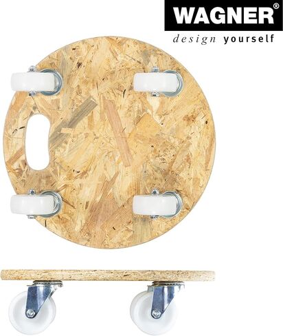 Wagner OSB Round Transport Aid – OSB Plate/Coarse Chipboard 18 mm, Diameter 38 x 11 cm, Ergonomic Carry Handle, Swivel Castors 75 mm, Load Capacity 250 kg – 20117101 in Saudi Arabia