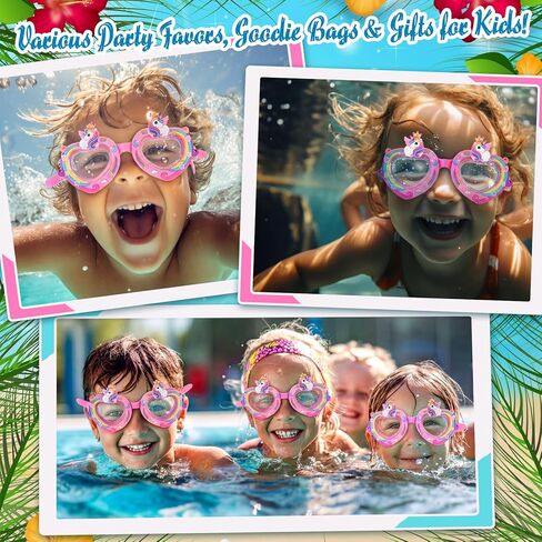 Kingdder 3 Set Unicorn Swim Goggles for Girls Aged 4-12 Swim Goggles with Stickers and Pink Cases, Anti-fog, UV Protection, Easy to Adjust, Non Slip for Men Women Youth teenager in Saudi Arabia