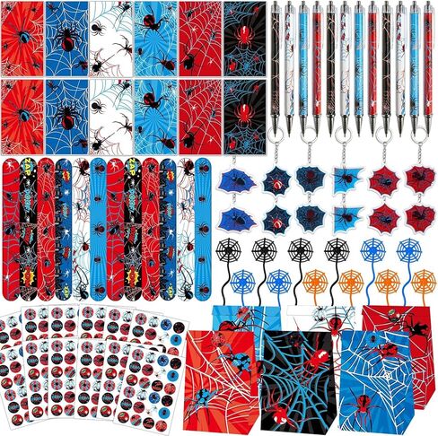 84pcs الحفلات العنكبوت الحفلات مع الأقلام مؤلفات Paper Paper Facs Spider Web Keains Cains Slap Sticklet Spider SPIDER SPIDER FOR in Kuwait