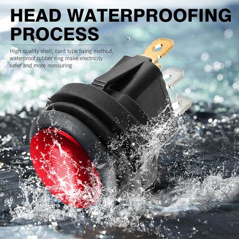 UL Waterproof Round Rocker Switch 12V SPST 3 Pin, Red LED Lighted On-Off Toggle Switch for Cars Trucks Marine Boats in Saudi Arabia