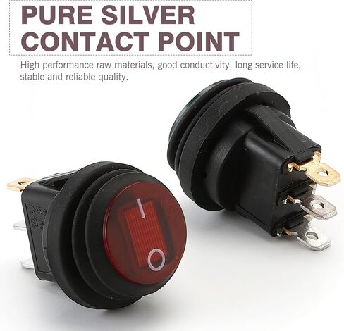 UL Waterproof Round Rocker Switch 12V SPST 3 Pin, Red LED Lighted On-Off Toggle Switch for Cars Trucks Marine Boats in Saudi Arabia