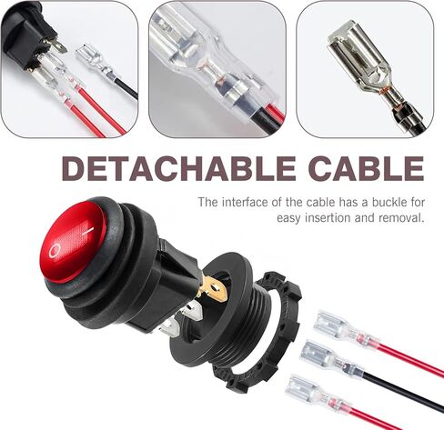 UL Waterproof Round Rocker Switch 12V SPST 3 Pin, Red LED Lighted On-Off Toggle Switch for Cars Trucks Marine Boats in Saudi Arabia