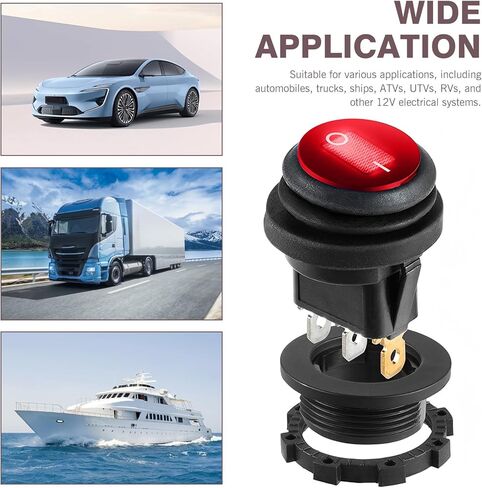 UL Waterproof Round Rocker Switch 12V SPST 3 Pin, Red LED Lighted On-Off Toggle Switch for Cars Trucks Marine Boats in Saudi Arabia
