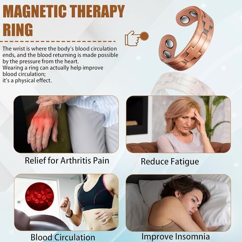 EnerCoppeX Copper Magnetic Ring for Women, Lymphatic Drainage Adjustable Ring, 3500 Gauss Magnet (Y) in Kuwait