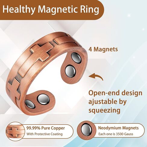 EnerCoppeX Copper Magnetic Ring for Women, Lymphatic Drainage Adjustable Ring, 3500 Gauss Magnet (Y) in Kuwait