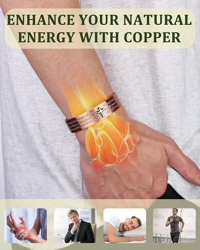 سوار MagEnergy النحاسي للرجال، سوار مغناطيسي متقاطع بقوة 12X مع مغناطيس غاوس 3800، 99.99% من النحاس الصلب النقي، هدية مجوهرات رجالية قابلة للتعديل (صلاة الصفاء) in Kuwait