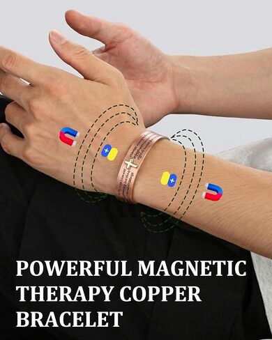 سوار MagEnergy النحاسي للرجال، سوار مغناطيسي متقاطع بقوة 12X مع مغناطيس غاوس 3800، 99.99% من النحاس الصلب النقي، هدية مجوهرات رجالية قابلة للتعديل (صلاة الصفاء) in Kuwait