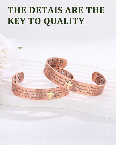 سوار MagEnergy النحاسي للرجال، سوار مغناطيسي متقاطع بقوة 12X مع مغناطيس غاوس 3800، 99.99% من النحاس الصلب النقي، هدية مجوهرات رجالية قابلة للتعديل (صلاة الصفاء) in Kuwait