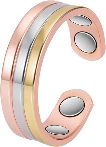 Copper Rings for Women, 99.99% Pure Copper Adjustable Magnetic Ring, Three Color Gold Jewelry in Kuwait