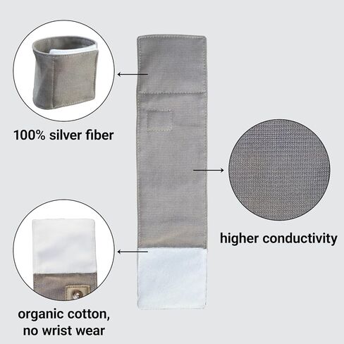 NIULAFR Grounding Wrist Strap, 100% Silver Fiber Grounding Wristband for Stress Relief, Increase Energy, Earth-Connected Bracelet 2.8x10.2in in Saudi Arabia