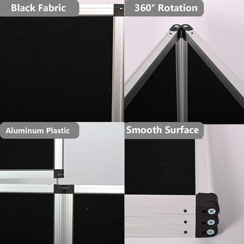 6+1 لوحة عرض تجارة عرض 82.6 "H x 70.8" W نظام لوحة العرض المحمولة قابلة للطي 6 لوحات لوحات من جانب واحد الخطاف والحلقة المقابلة ، أسود in Kuwait