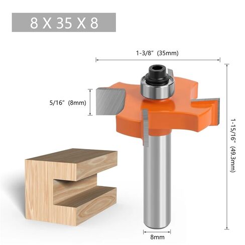 8 مللي متر 4 حافة T نوع الشق مع أداة تحمل لقم التوجيه لأعمال النجارة الصناعية الصف قاطعة المطحنة-C C08319Z43508 in Kuwait