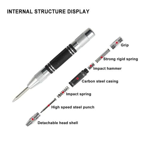 128 مللي متر مركز لكمة التلقائي الربيع محدد الزجاج المهاجم كسر نافذة الفضة الأسود أداة تخريم لقم الثقب in Kuwait
