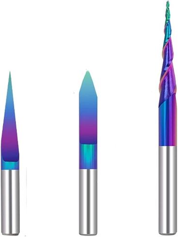 3 قطع نانو الأزرق معطف نهاية مطحنة CNC راوتر بت، CNC النقش بت R0.25 2 الناي الكرة الأنف in Kuwait