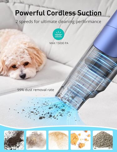 Handheld Vacuum Cordless, 24KPA Powerful Car Vacuum, Rechargeable, Charging Dock, Ergonomic Handle, 2-in-1 Crevice Tool, 1.8lb Portable Vacuum Cleaner with 2-Speed for Car, Home in Saudi Arabia
