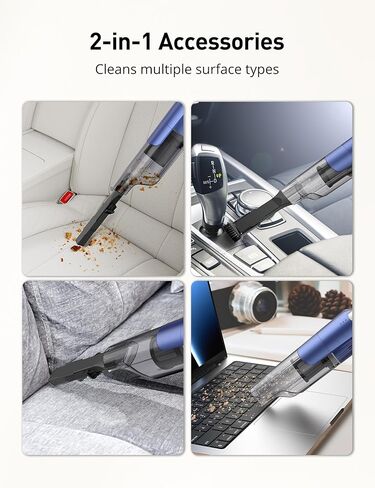 Handheld Vacuum Cordless, 24KPA Powerful Car Vacuum, Rechargeable, Charging Dock, Ergonomic Handle, 2-in-1 Crevice Tool, 1.8lb Portable Vacuum Cleaner with 2-Speed for Car, Home in Saudi Arabia