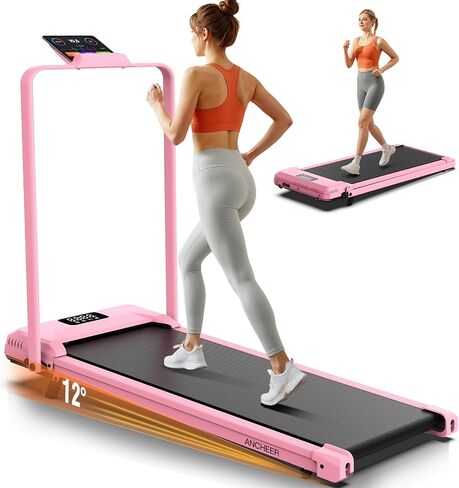 ANCHEER Treadmill with 12%/15% Incline, Folding Walking Pad with Handle Bar, 320-450lb Capacity Under Desk Foldable 3.5HP Treadmills for Home/Office/Gym,Installation-Free in Saudi Arabia