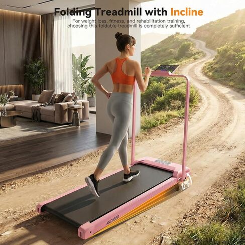 ANCHEER Treadmill with 12%/15% Incline, Folding Walking Pad with Handle Bar, 320-450lb Capacity Under Desk Foldable 3.5HP Treadmills for Home/Office/Gym,Installation-Free in Saudi Arabia