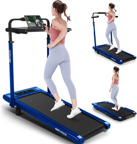 ANCHEER Treadmill with 12%/15% Incline, Folding Walking Pad with Handle Bar, 320-450lb Capacity Under Desk Foldable 3.5HP Treadmills for Home/Office/Gym,Installation-Free in Saudi Arabia